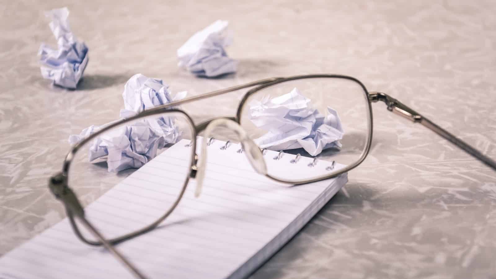 eyeglasses near on paper