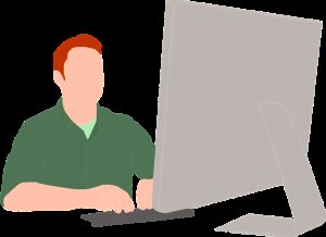 computer, computer monitor, men