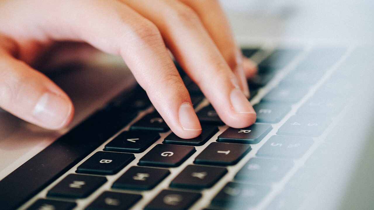 laptop, human hands, keyboard