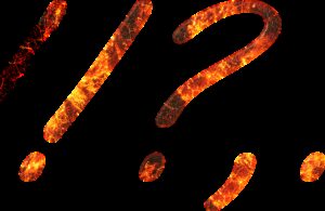 punctuation marks, fire, embers
