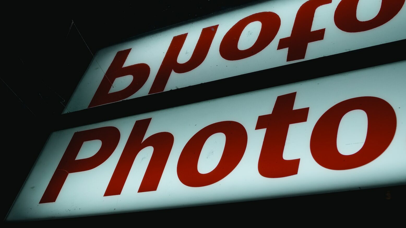 red and white Photo signage
